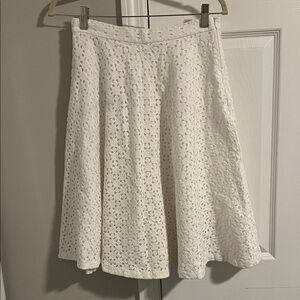 Ann Taylor White Eyelet A-Line Skirt